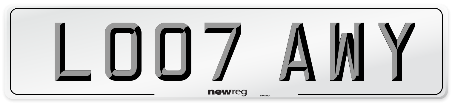 LO07 AWY Number Plate from New Reg